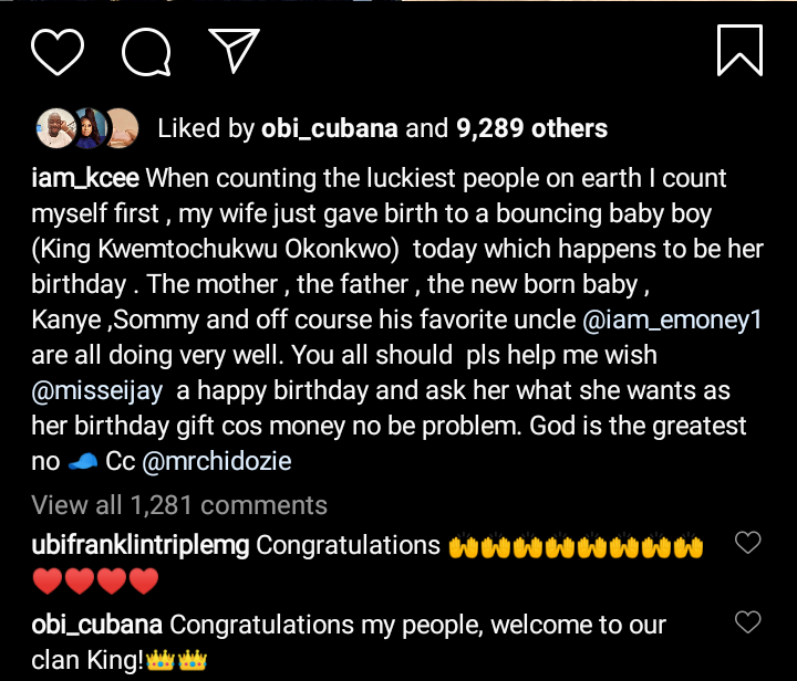 KCee Welcomes New Baby On Wife's Birthday